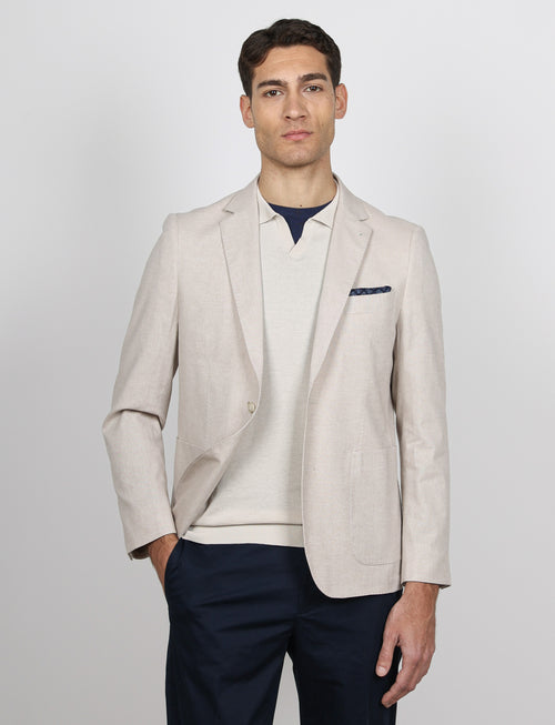 Giacca tinta unita in cotone stretch Drop 7 |Colore:Beige