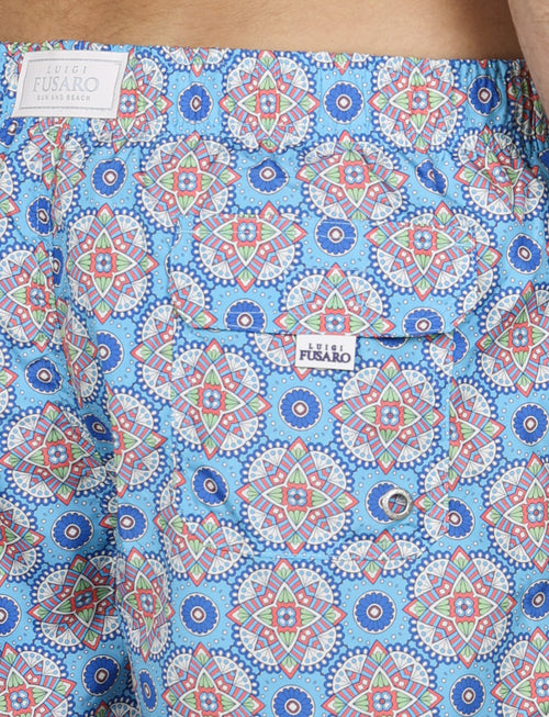 Costume da bagno fantasia geometrica celeste |Colore:Celeste