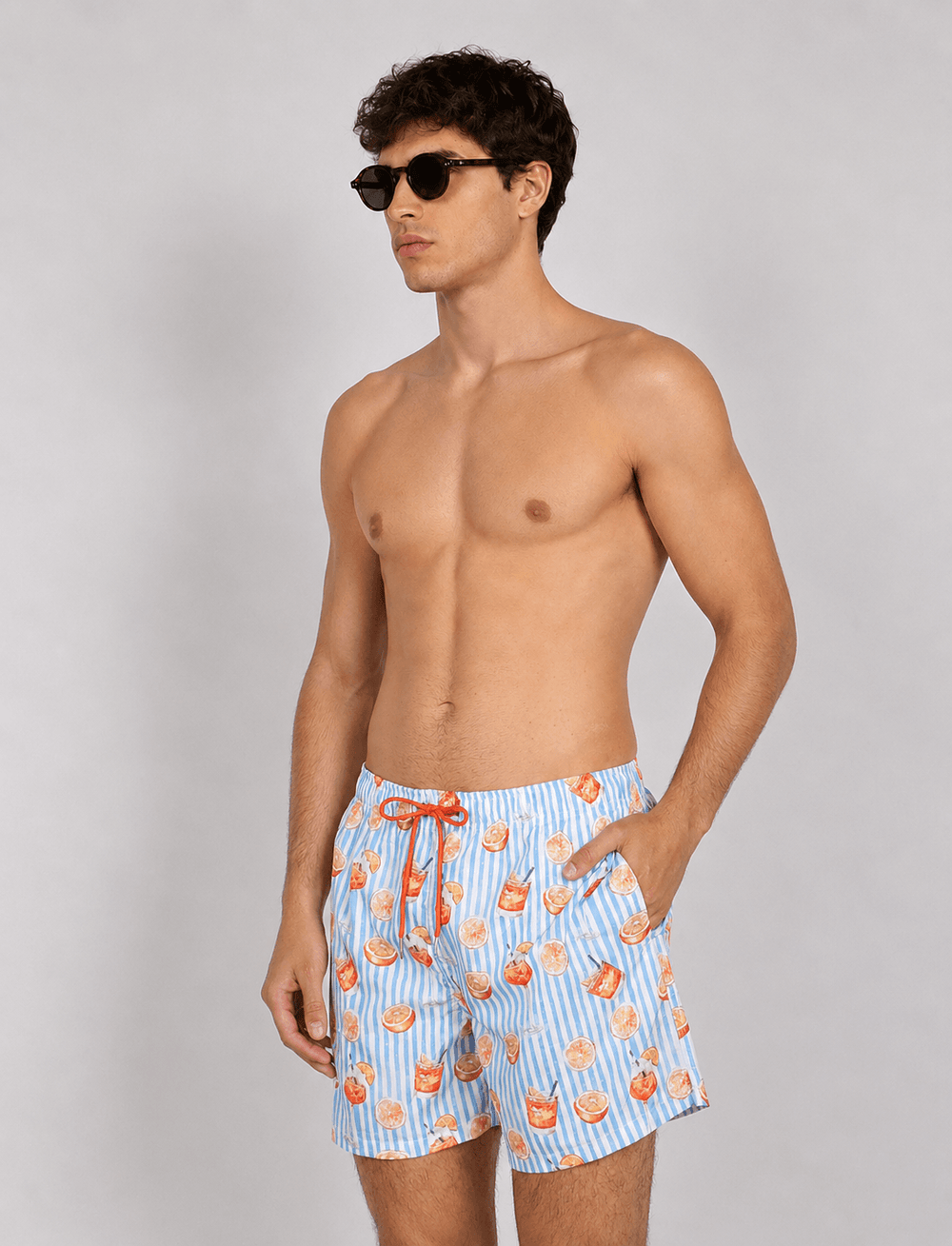 Costume da bagno fantasia cocktail a righe