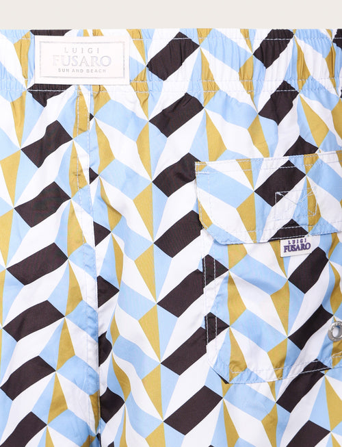 Costume da bagno fantasia geometrica celeste |Colore:Celeste