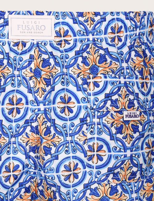 Costume da bagno fantasia mediterranea blu |Colore:Blu