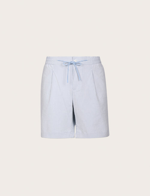 Bermuda in cotone goffrato a righe |Colore:Celeste