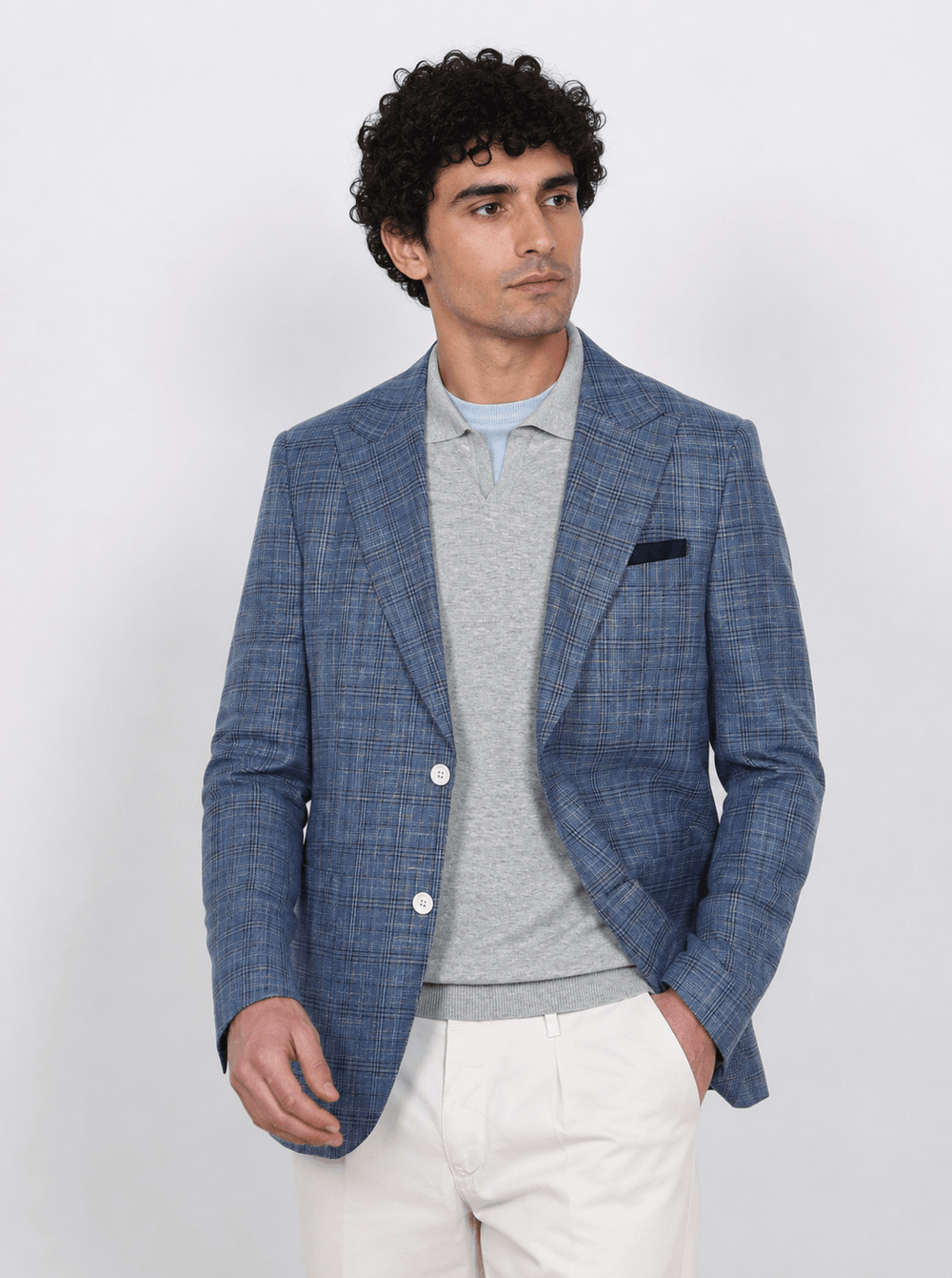 Giacca principe di galles denim