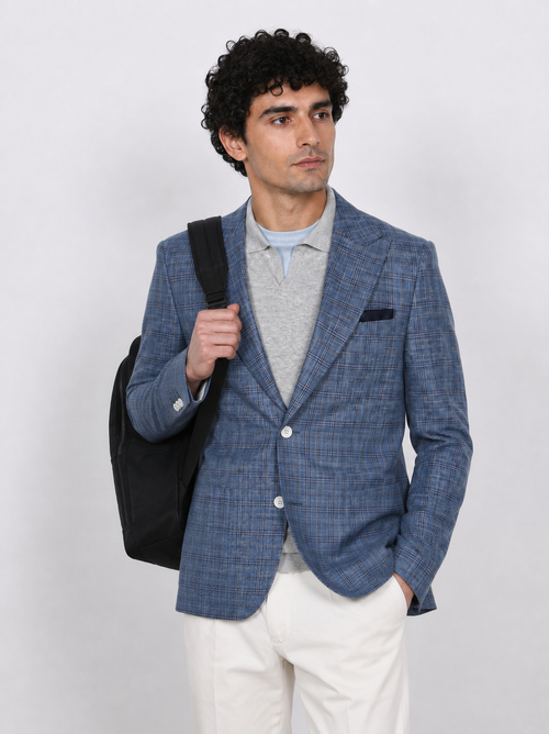 Giacca principe di galles denim |Colore:Denim