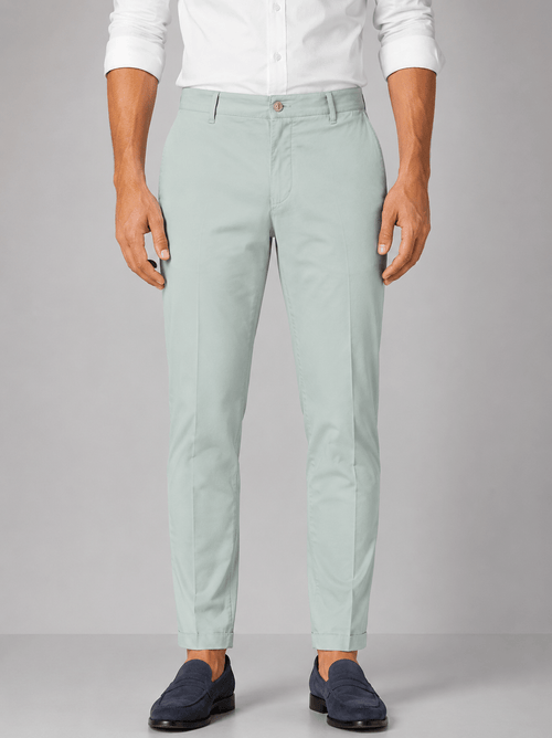 Pantaloni chino in cotone elasticizzato |Colore:Verde acqua
