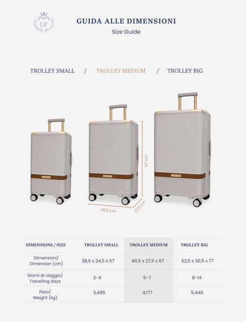 Trolley medio 67 cm 4 ruote |Colore:Grigio
