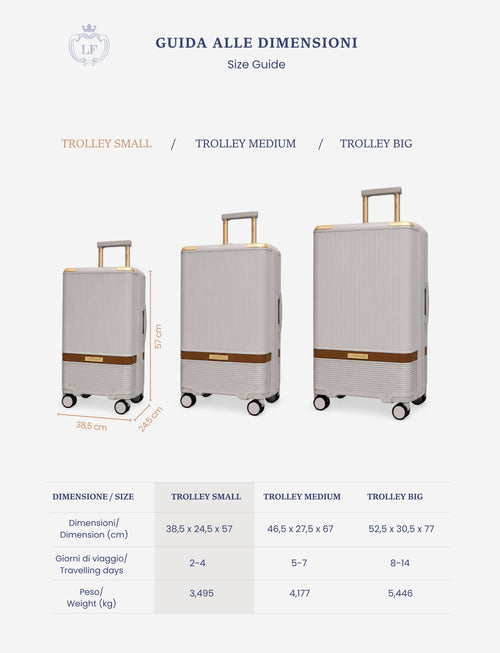 Trolley cabina rigido 57 cm 4 ruote |Colore:Grigio