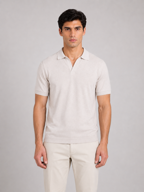 Polo in cotone derby senza bottoni |Colore:Beige