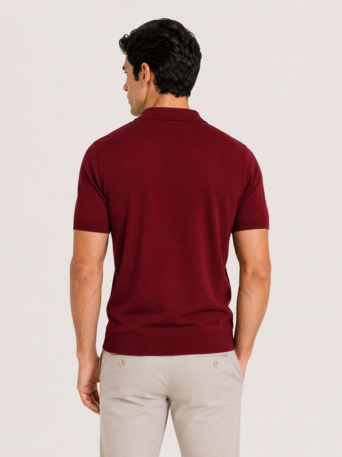 Polo in cotone derby senza bottoni |Colore:Bordo