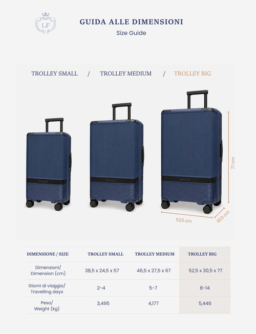Trolley grande  77 cm 4 ruote |Colore:Blu