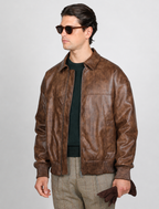 Bomber similpelle con zip |Colore:Moro