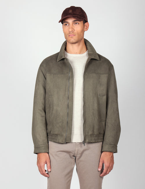 Giubbotto in alcantara |Colore:Verde militare