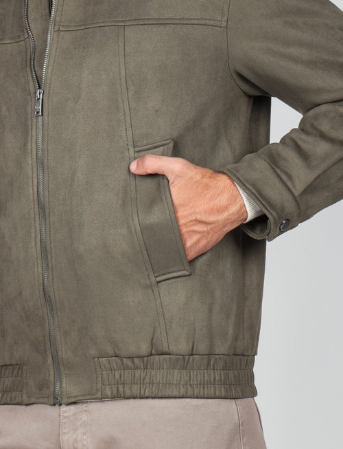 Giubbotto in alcantara |Colore:Verde militare