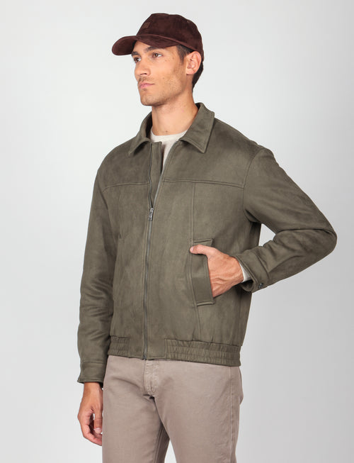 Giubbotto in alcantara |Colore:Verde militare