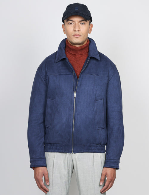 Giubbotto in alcantara |Colore:Blu