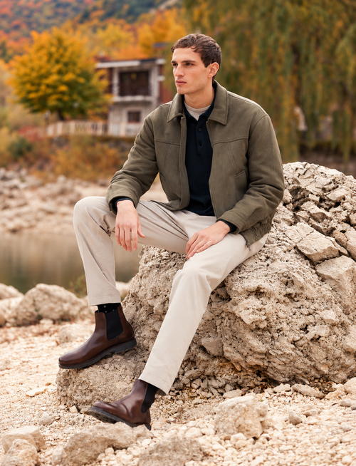 Giubbotto in alcantara |Colore:Verde militare