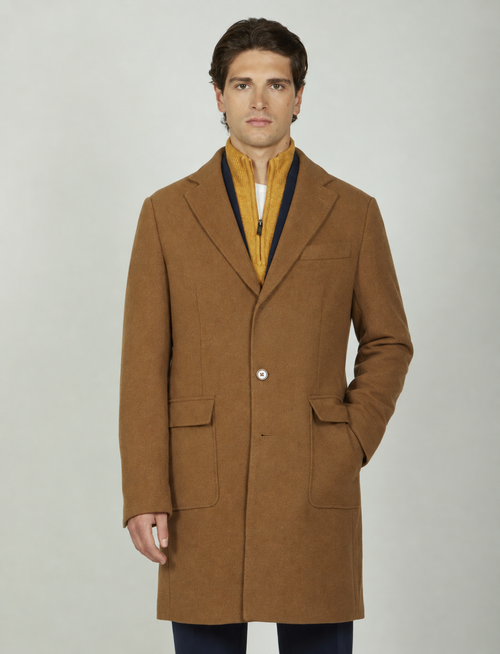 Cappotto in lana tessuto nido d'ape |Colore:Cammello