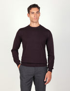 Maglia girocollo in cotone e lana |Colore:Bordo