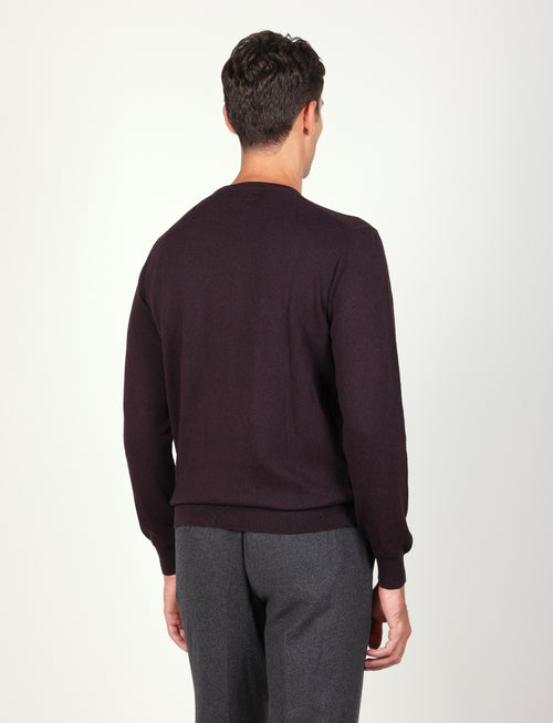 Maglia girocollo in cotone e lana |Colore:Bordo