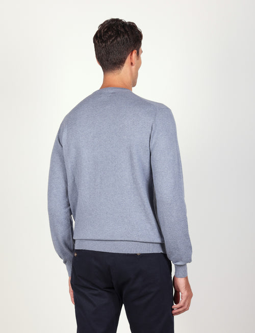 Maglia girocollo in cotone e lana |Colore:Celeste
