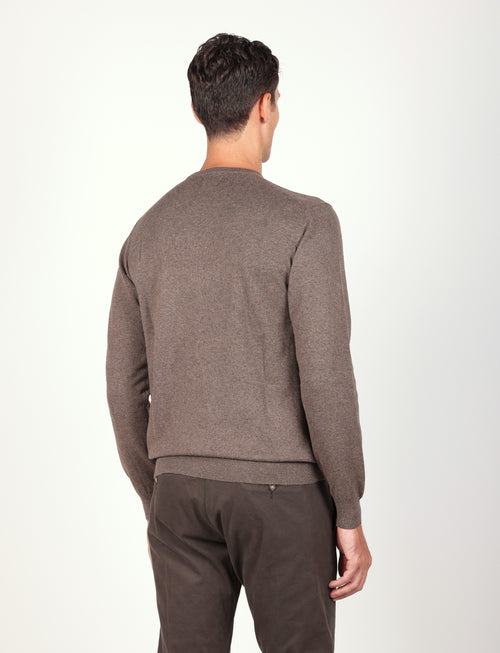 Maglia girocollo in cotone e lana |Colore:Taupe