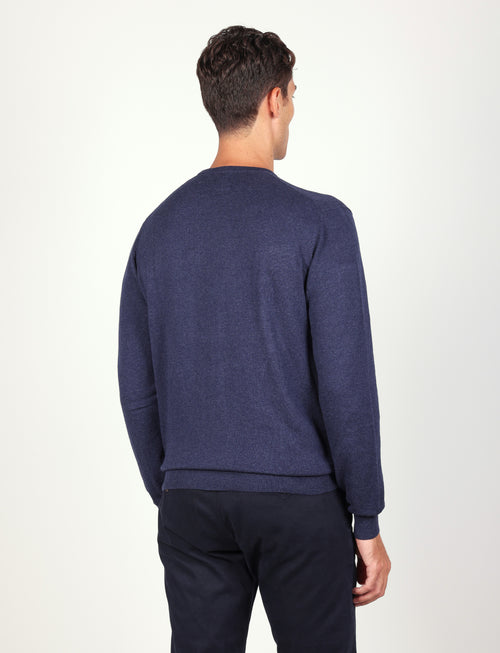 Maglia girocollo in cotone e lana |Colore:Avio