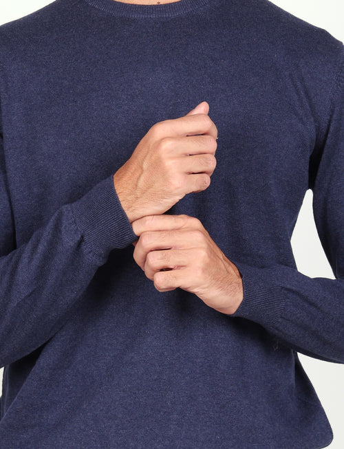 Maglia girocollo in cotone e lana |Colore:Avio