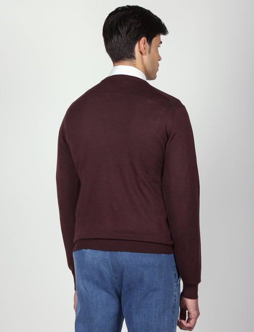Maglia girocollo in lana merinos |Colore:Bordo