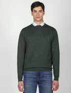 Maglia girocollo in lana merinos |Colore:Verde