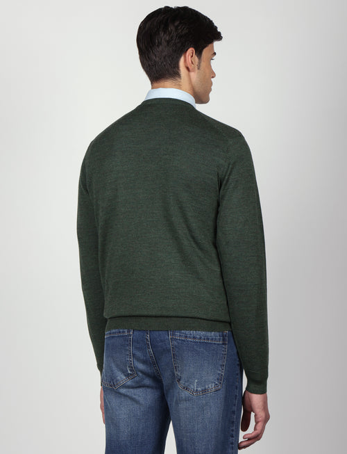 Maglia girocollo in lana merinos |Colore:Verde