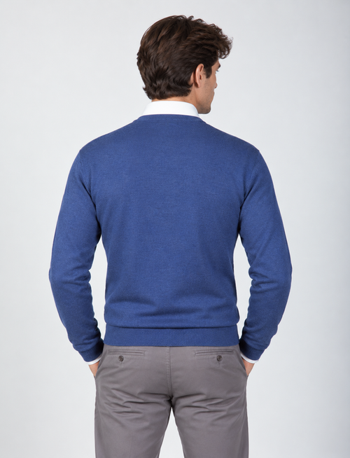 Maglia girocollo in lana merinos |Colore:Avio