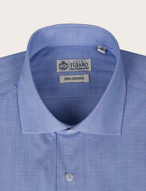 Camicia in cotone principe di galles |Colore:Azzurro