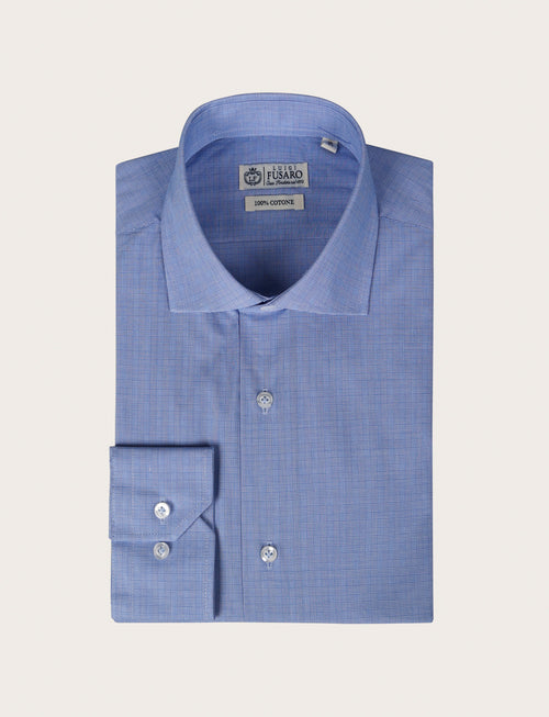 Camicia in cotone principe di galles |Colore:Azzurro