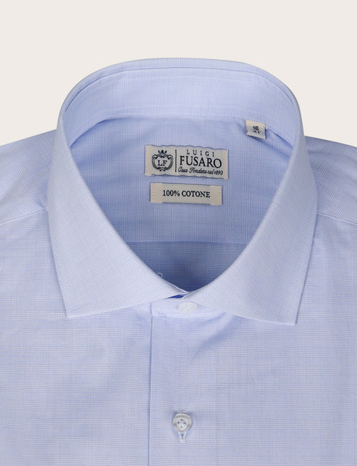 Camicia in cotone principe di galles |Colore:Celeste