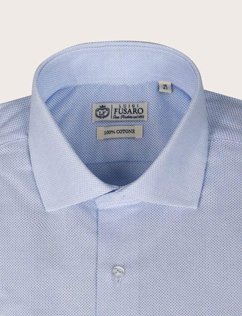 Camicia in cotone twill microtexture |Colore:Celeste