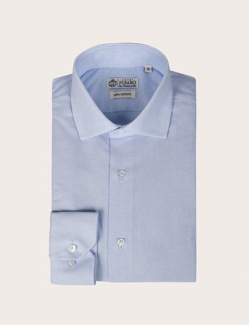 Camicia in cotone twill microtexture |Colore:Celeste