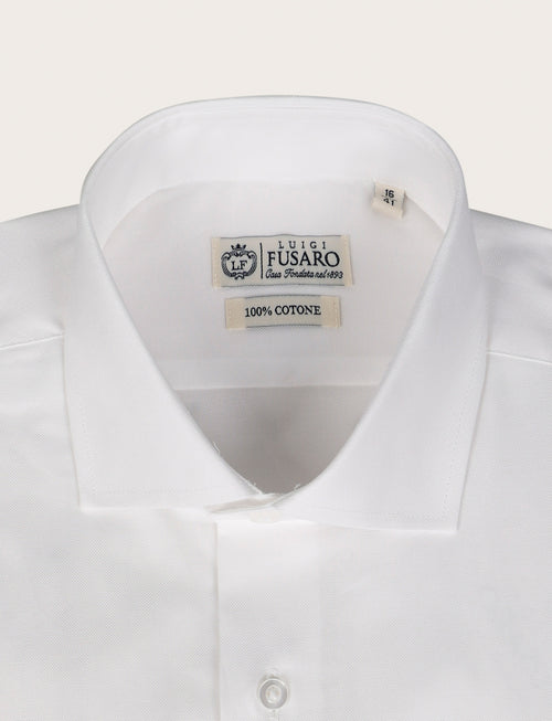 Camicia in cotone twill microtexture |Colore:Bianco
