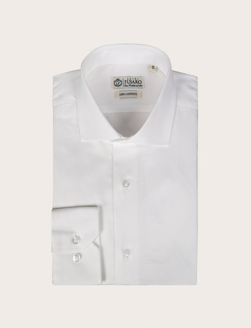 Camicia in cotone twill microtexture |Colore:Bianco