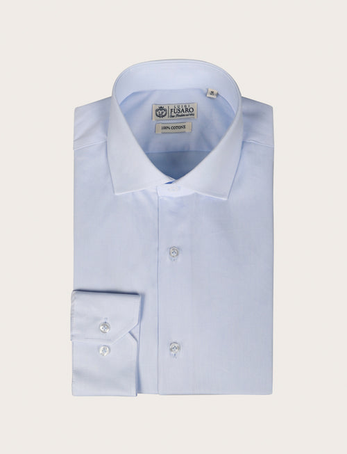 Camicia in cotone a trama spigata |Colore:Celeste