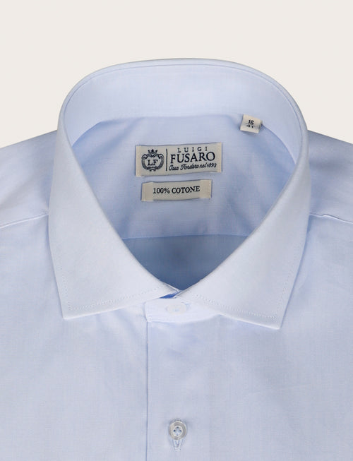 Camicia in cotone a trama spigata |Colore:Celeste