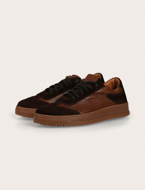 Sneakers in pelle e camoscio |Colore:Marrone