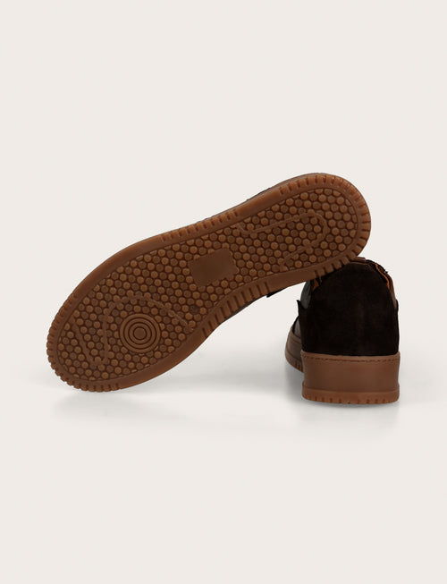 Sneakers in pelle e camoscio |Colore:Marrone