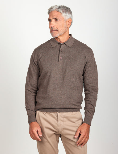 Polo in cotone e lana |Colore:Taupe