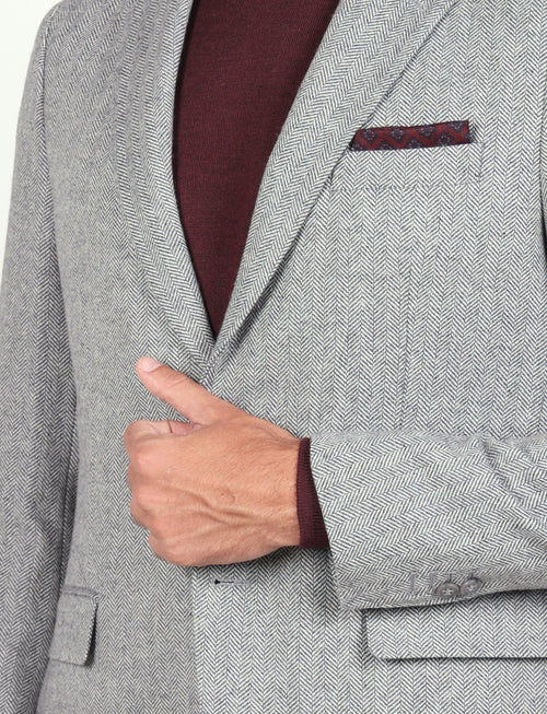 Giacca spigata in misto lana |Colore:Grigio