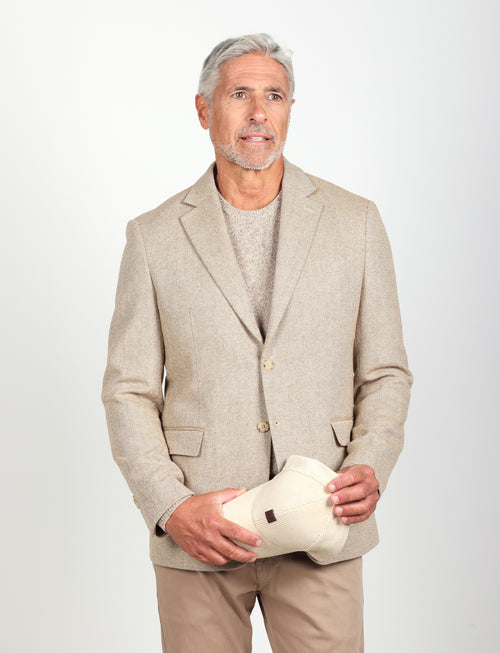 Giacca spigata in misto lana |Colore:Beige