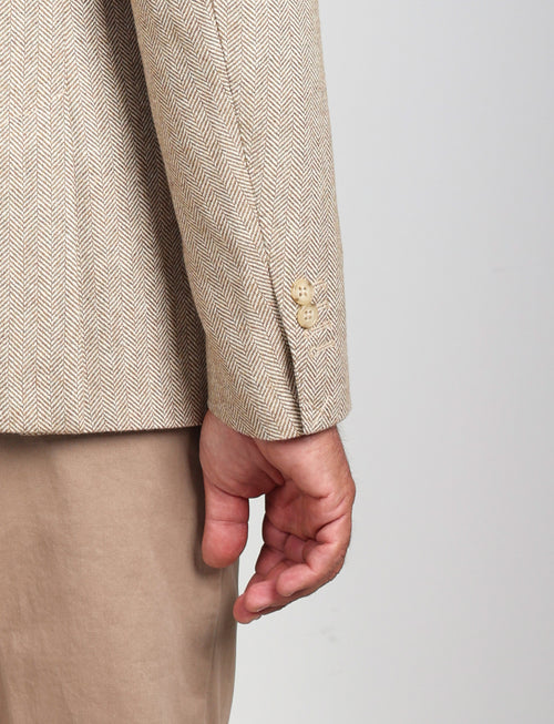 Giacca spigata in misto lana |Colore:Beige