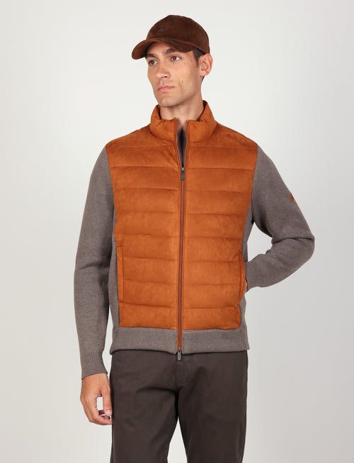 Giubbino trapuntato in alcantara |Colore:Fango