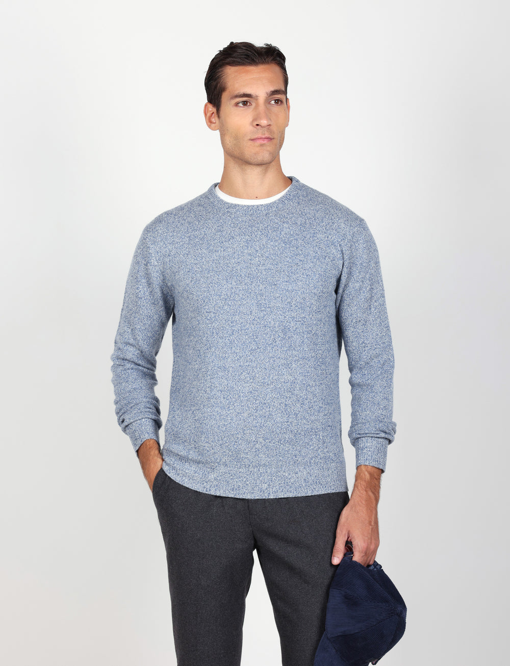 Maglia girocollo in lambswool mouliné