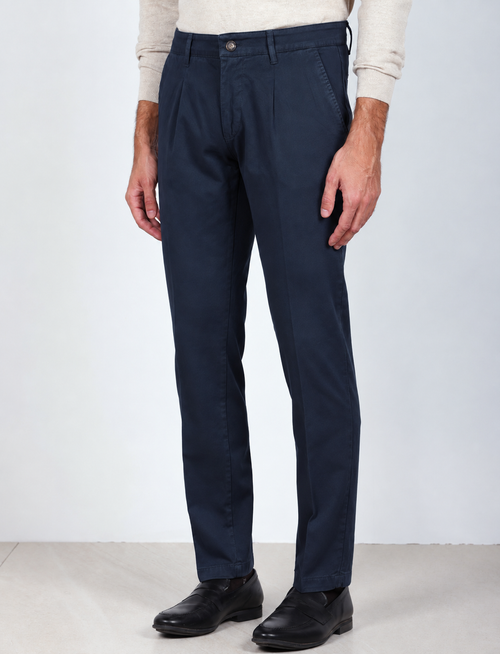 Pantaloni con pinces in cotone |Colore:Blu