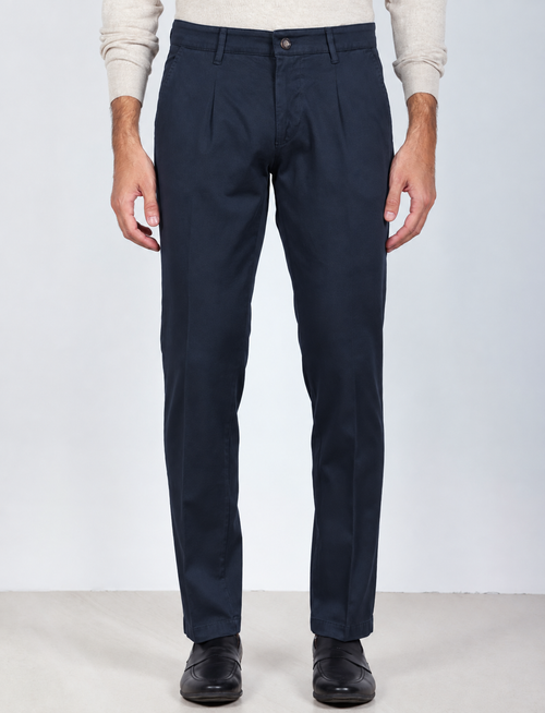 Pantaloni con pinces in cotone |Colore:Blu